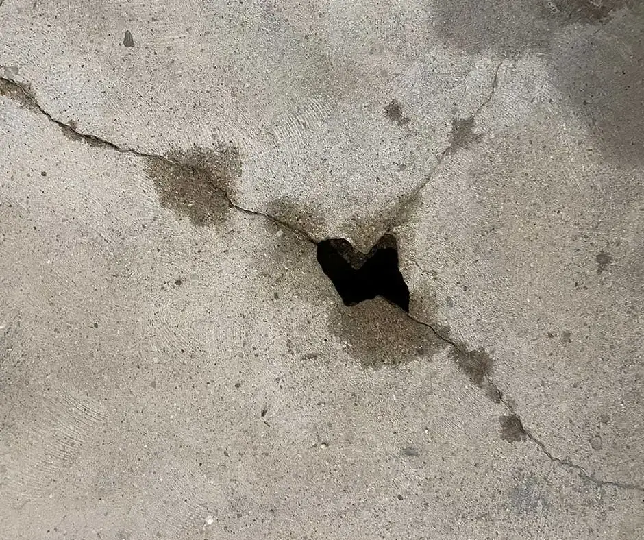 Close-up of a concrete floor Basement Crack Repair Rochester, NY