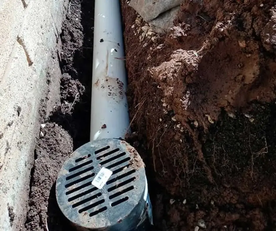 Partially dug trench French Drain Installation Rochester, NY